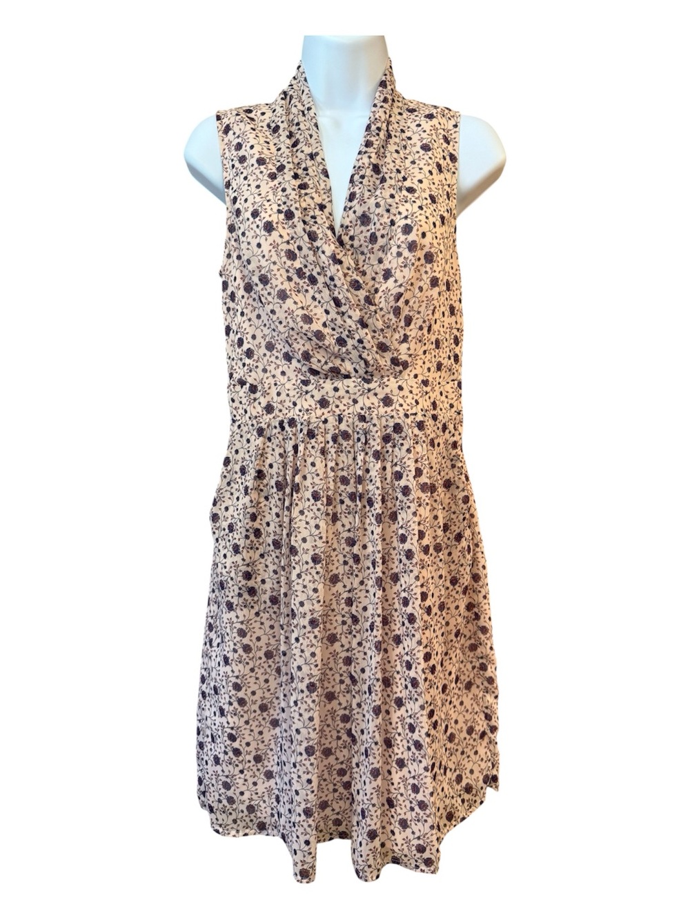 Pink Floral Draped Neck Dress Coquette Fairy Small